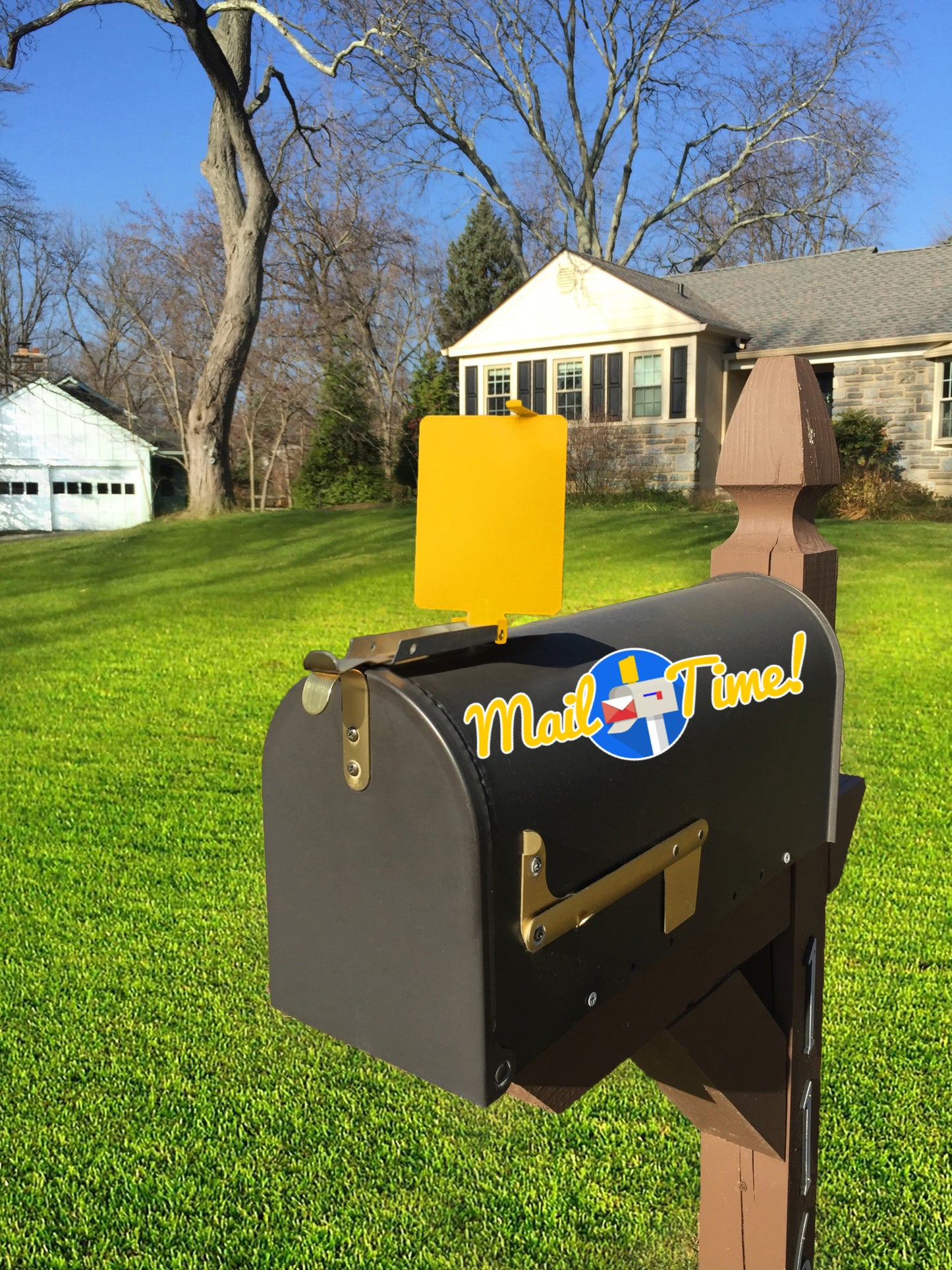 Mail Time! Yellow Mailbox Alert Flag for Long Driveways